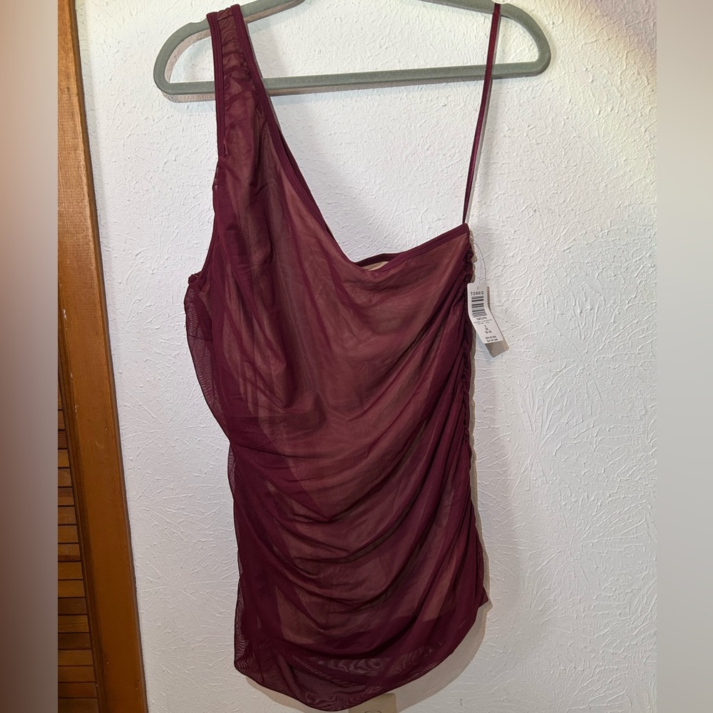 NWT Torrid 1Shoulder mesh foxy top